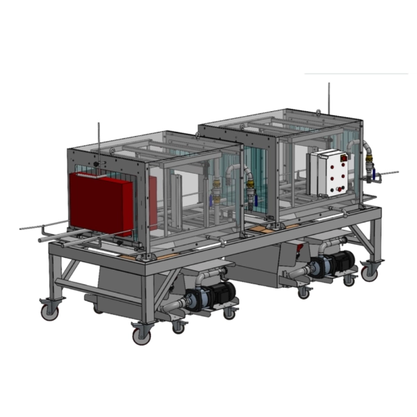 Washing, disinfection, and rinsing tunnel for high-pressure crates